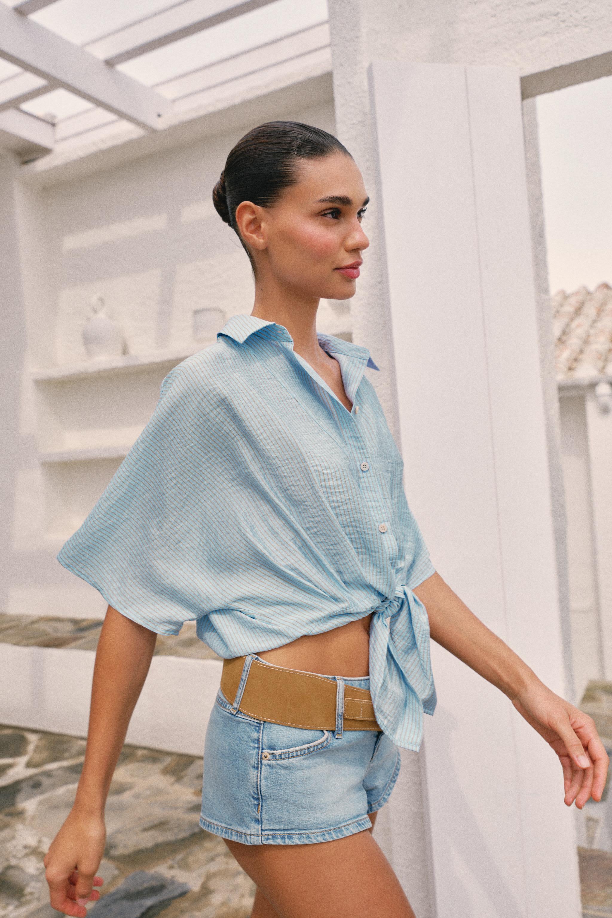 KNOTTED STRIPED SHIRT